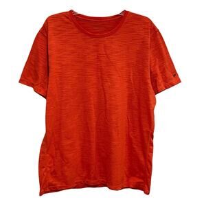 Fabletics Mens Active Front Row Tee Size XL Slim Orange Breathable Sweat Wicking